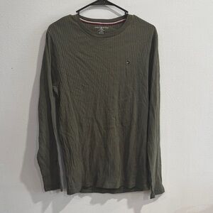 Tommy Hilfiger Olive Ribbed Long Sleeve Shirt Size Small